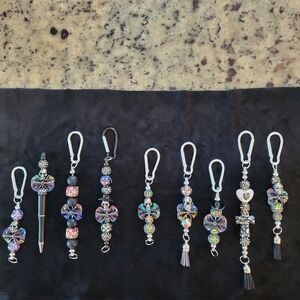 Sculls Beaded Keychain Purse Charm Backpack Phone Fob Festival Gift 2 Fo 15.!